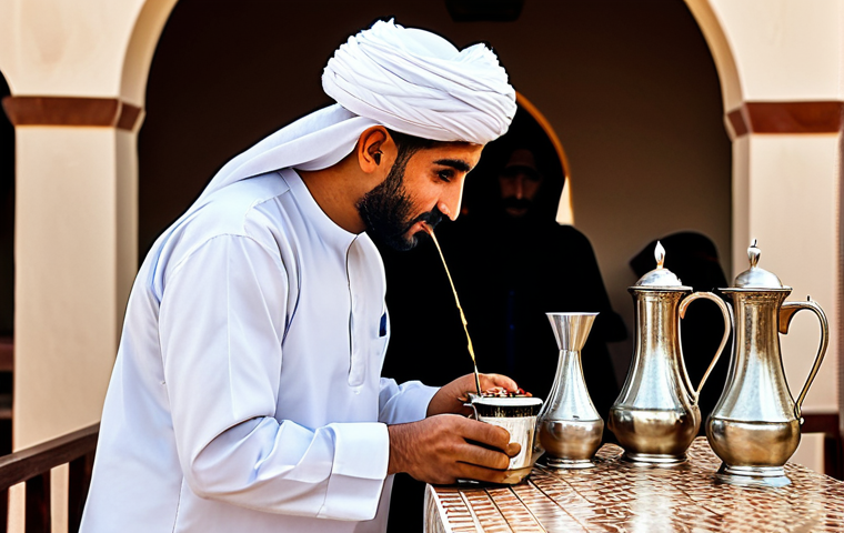 오만의 독특한 식사 예절 - Omani Family Dinner**

"A large Omani family gathered around a low table for dinner, fully clothed i...