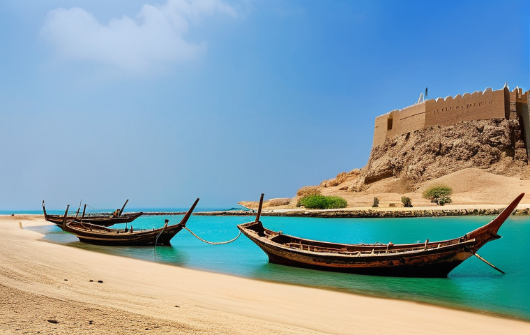 오만의 해안 도시 탐방 - Muscat: A Blend of Ancient Majesty and Modern Elegance**

"A wide-angle, highly detailed, vibrant ph...