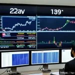 Home 20 오만의 무역과 환율 - A detailed financial trading floor scene in Muscat, Oman, showing diverse Middle Eastern professiona...