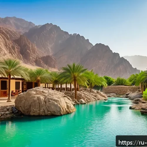 Home 31 오만의 자연 온천 - A serene natural hot spring in Oman’s Wadi Bani Khalid valley surrounded by towering rocky mountains...